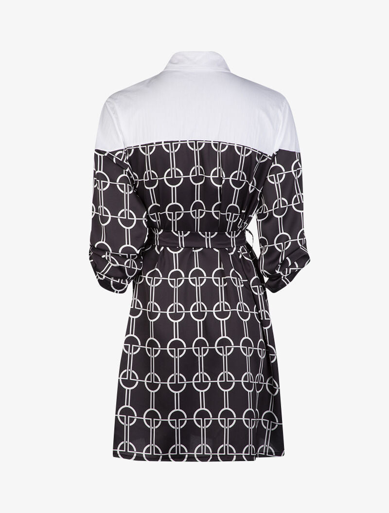Robe chemise satinée à imprimés - noir - 2