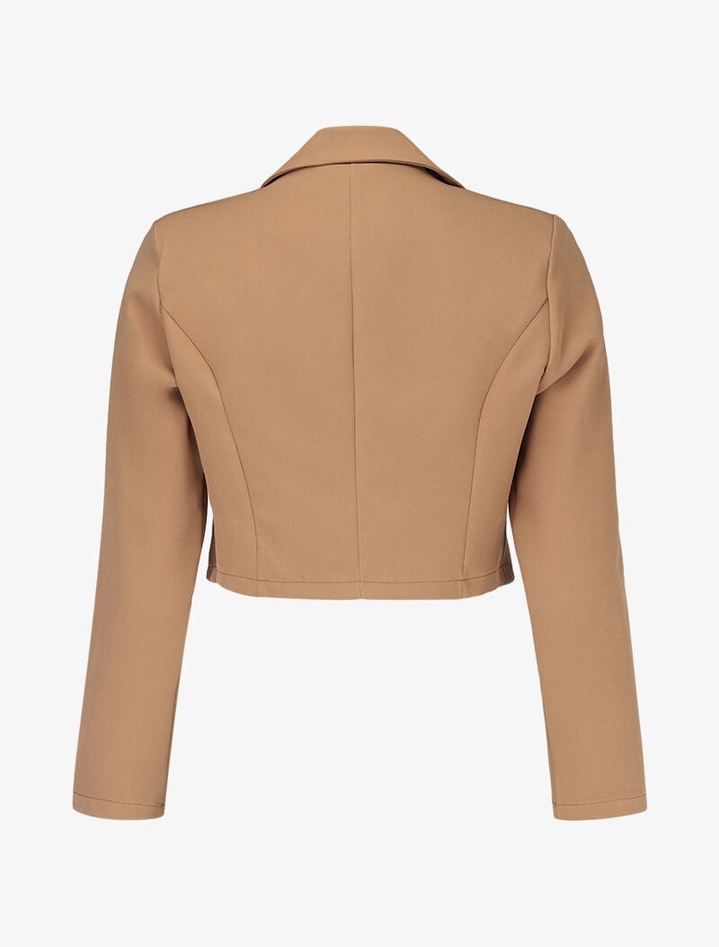 Veste courte à encolure crantée - camel - 2