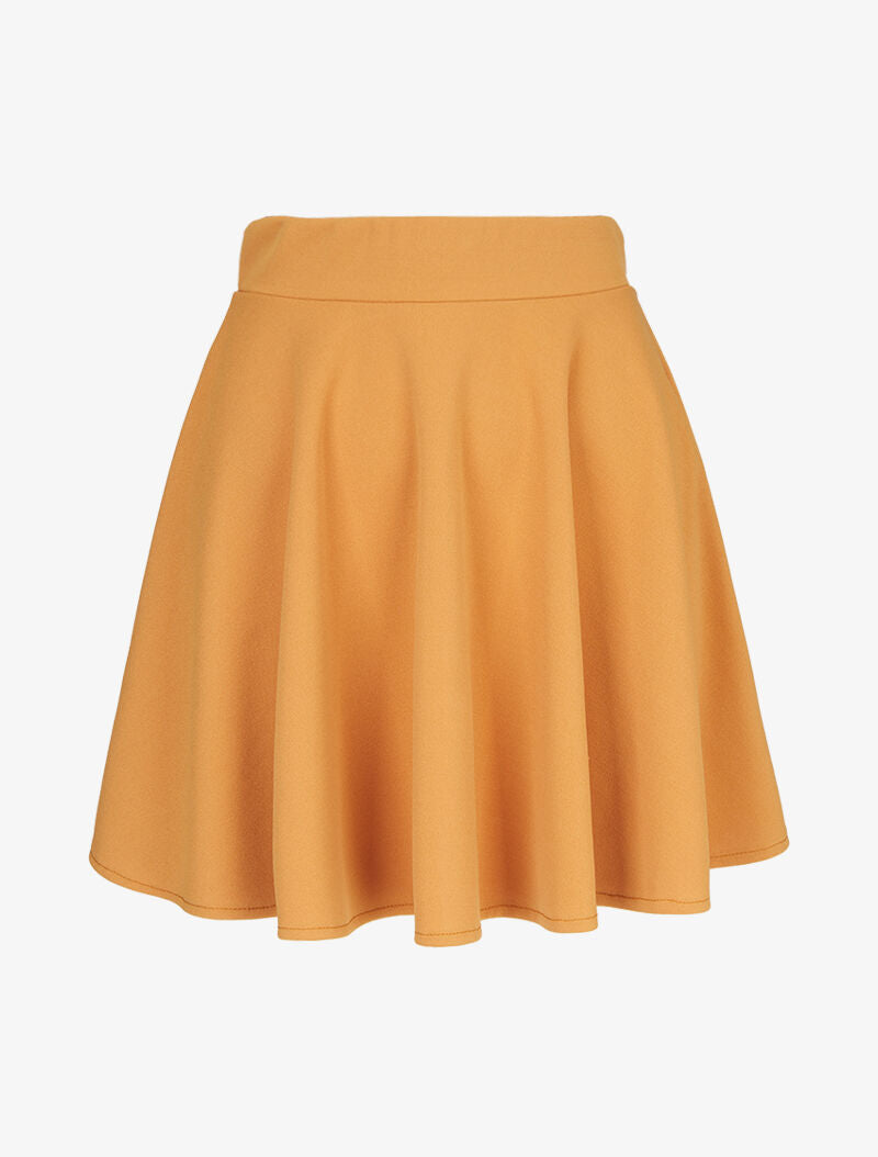 Jupe unie coupe patineuse - jaune - 1