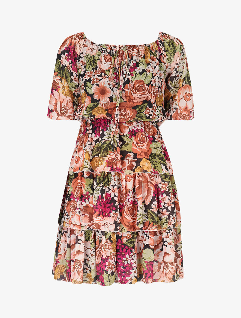 Robe volantée à imprimé floral - noir - 3
