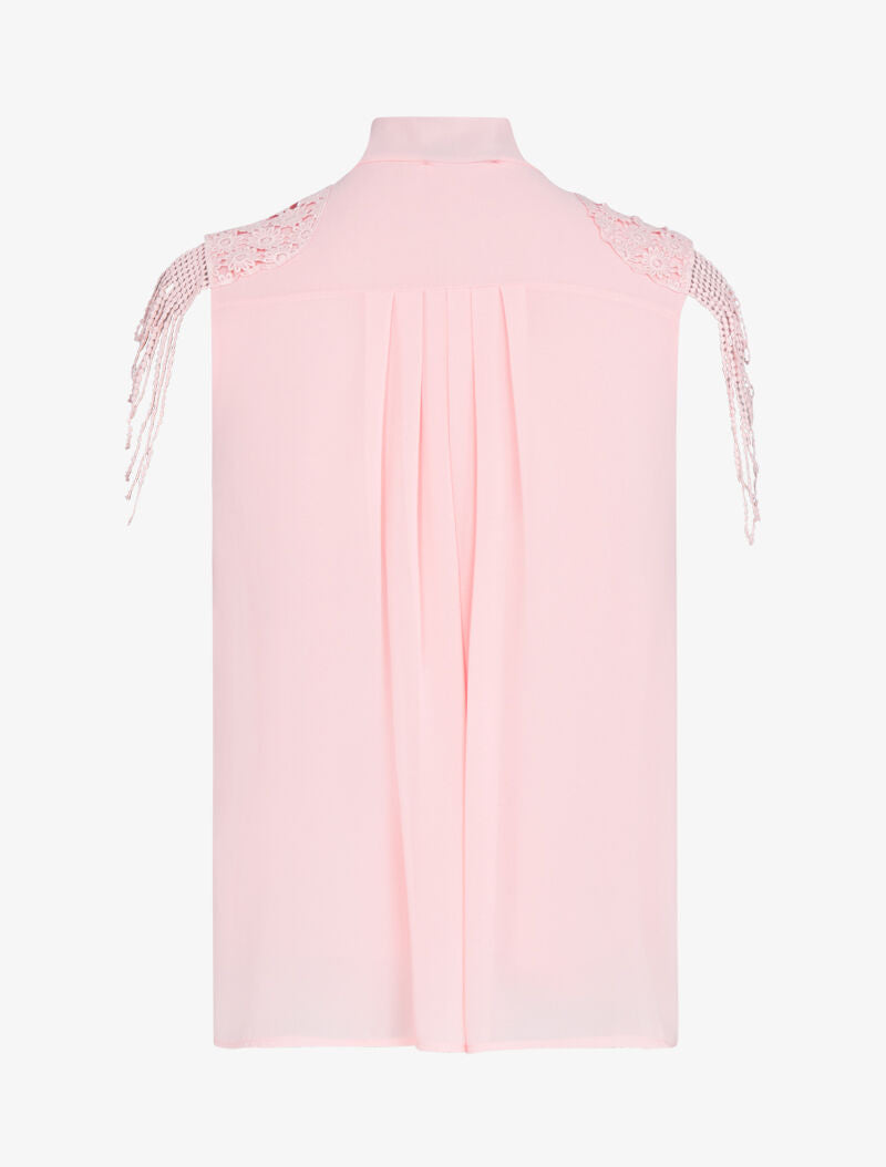 Top à épaules en crochet stylisé - rose - 2