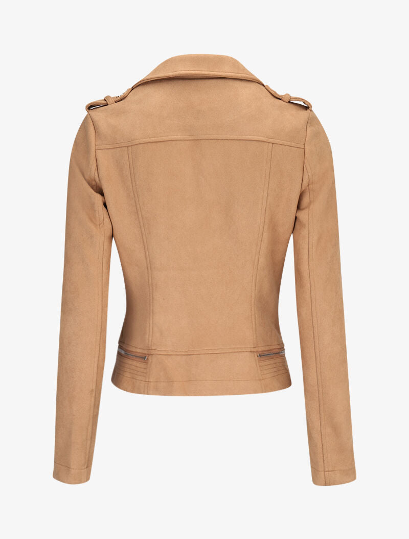 Perfecto suédé à zips décoratifs - camel - 2