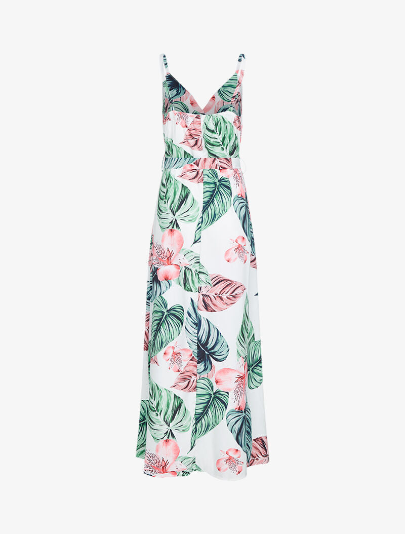 Robe imprimée à côté fendu - blanc - 2