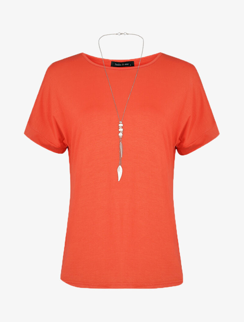T-shirt loose à sautoir - corail - 3