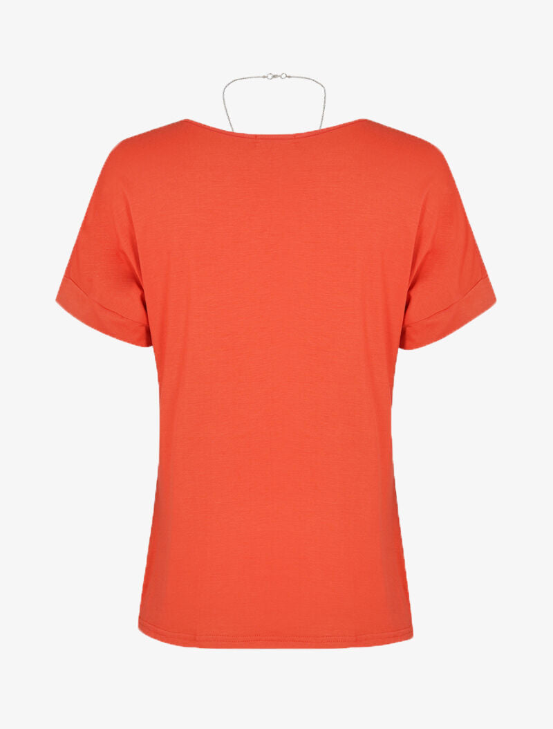 T-shirt loose à sautoir - corail - 2