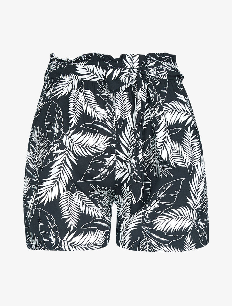 Short à imprimé feuillages - noir - 3