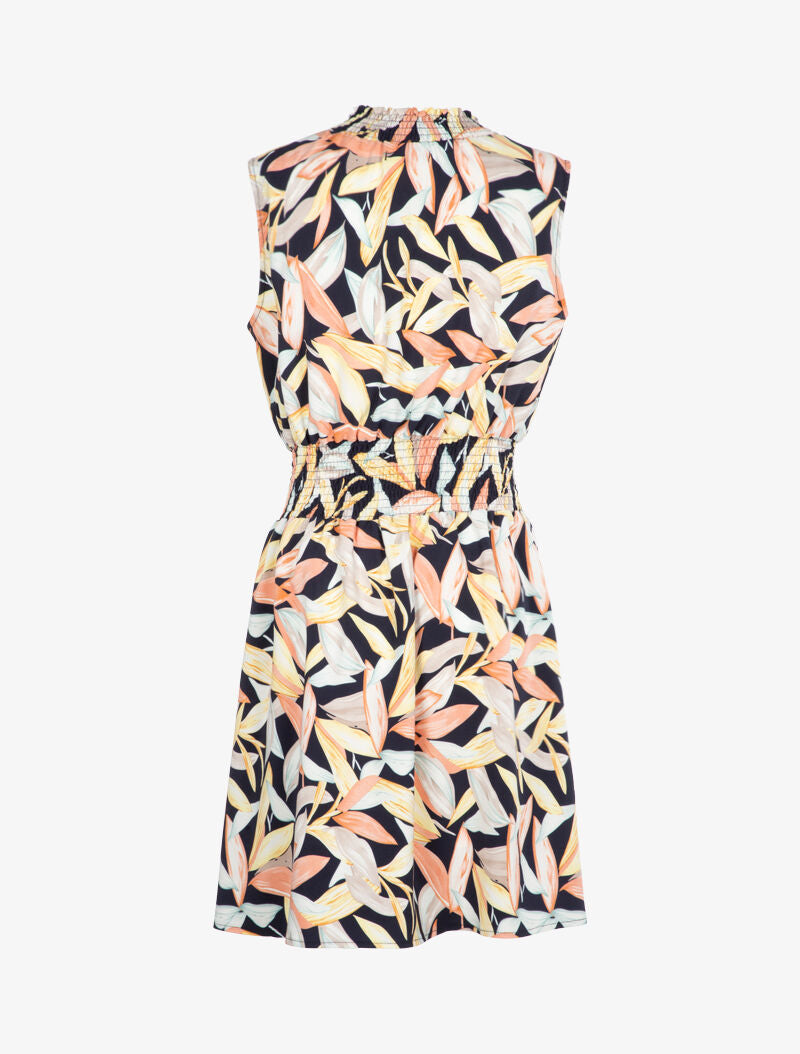 Robe à col montant élastiqué - marine - 3