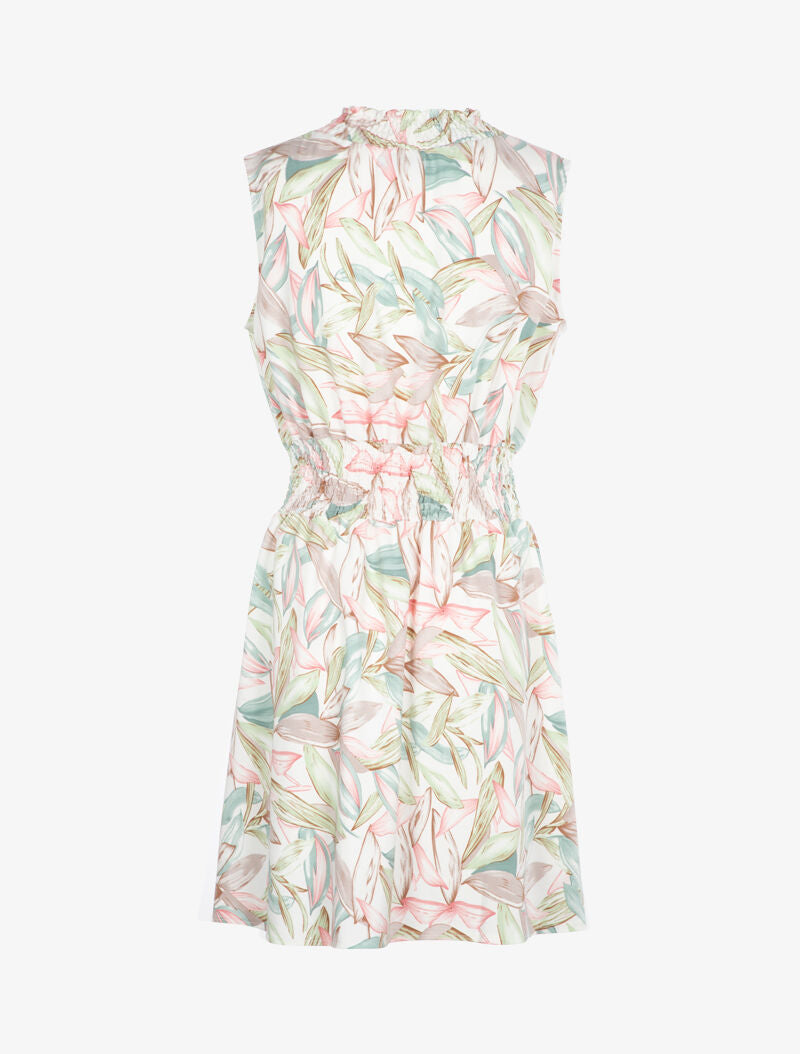 Robe à col montant élastiqué - ecru - 2