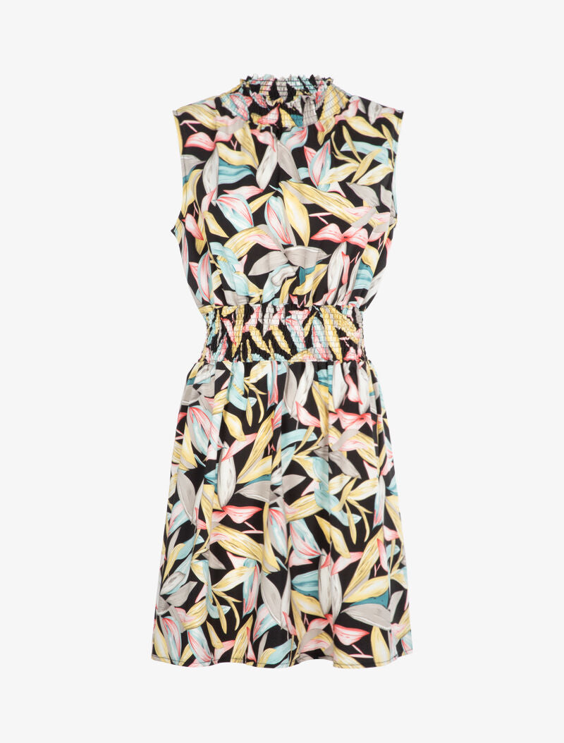 Robe à col montant élastiqué - noir - 3