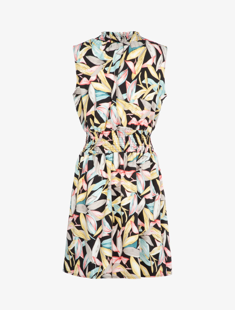 Robe à col montant élastiqué - noir - 2