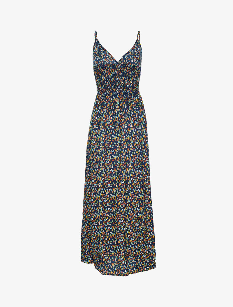 Robe à imprimé petites feuilles colorées - marine - 2