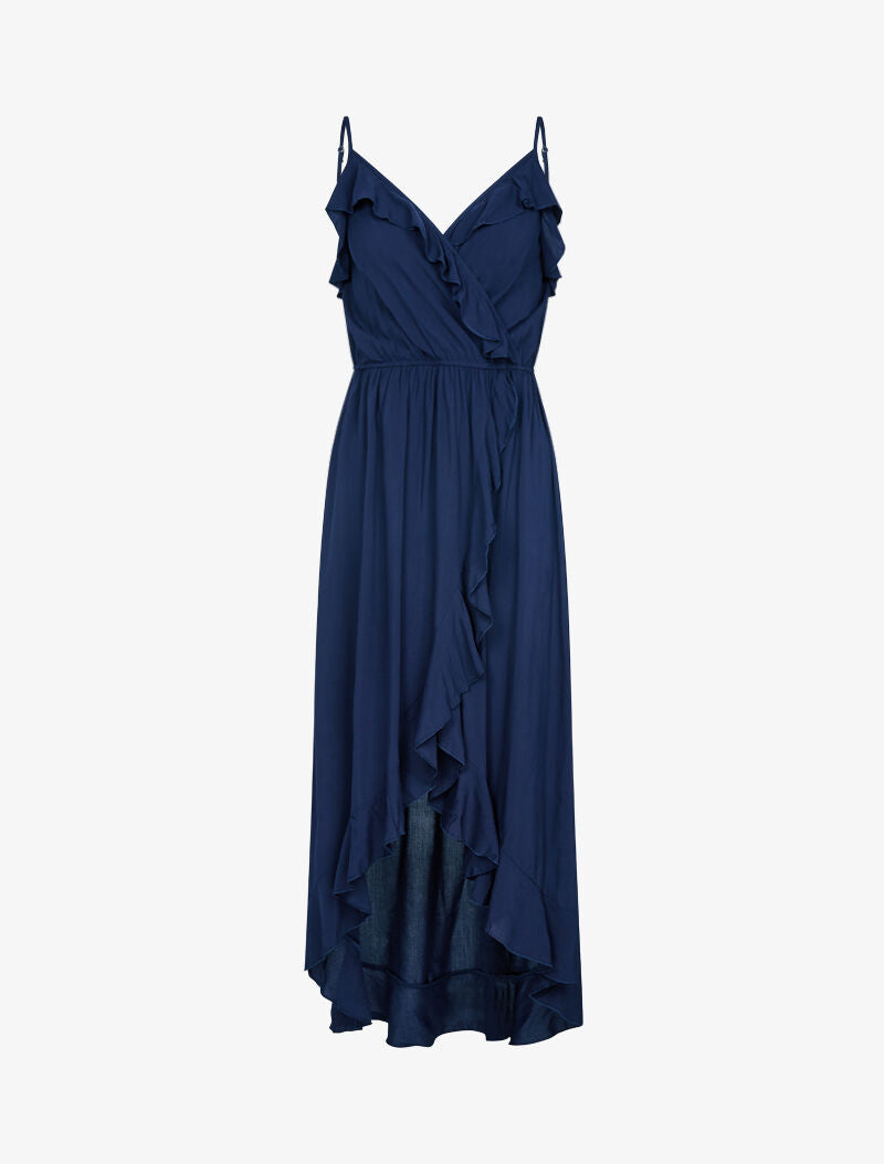 Robe portefeuille à volants - marine - 1