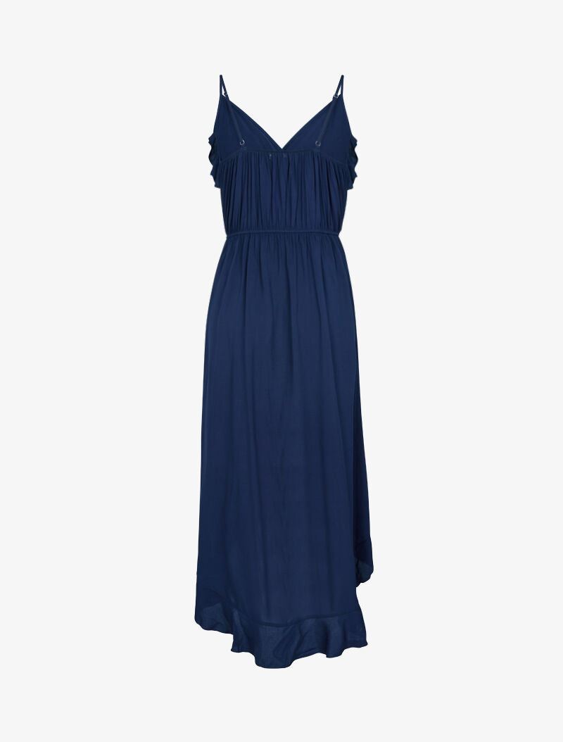 Robe portefeuille à volants - marine - 2