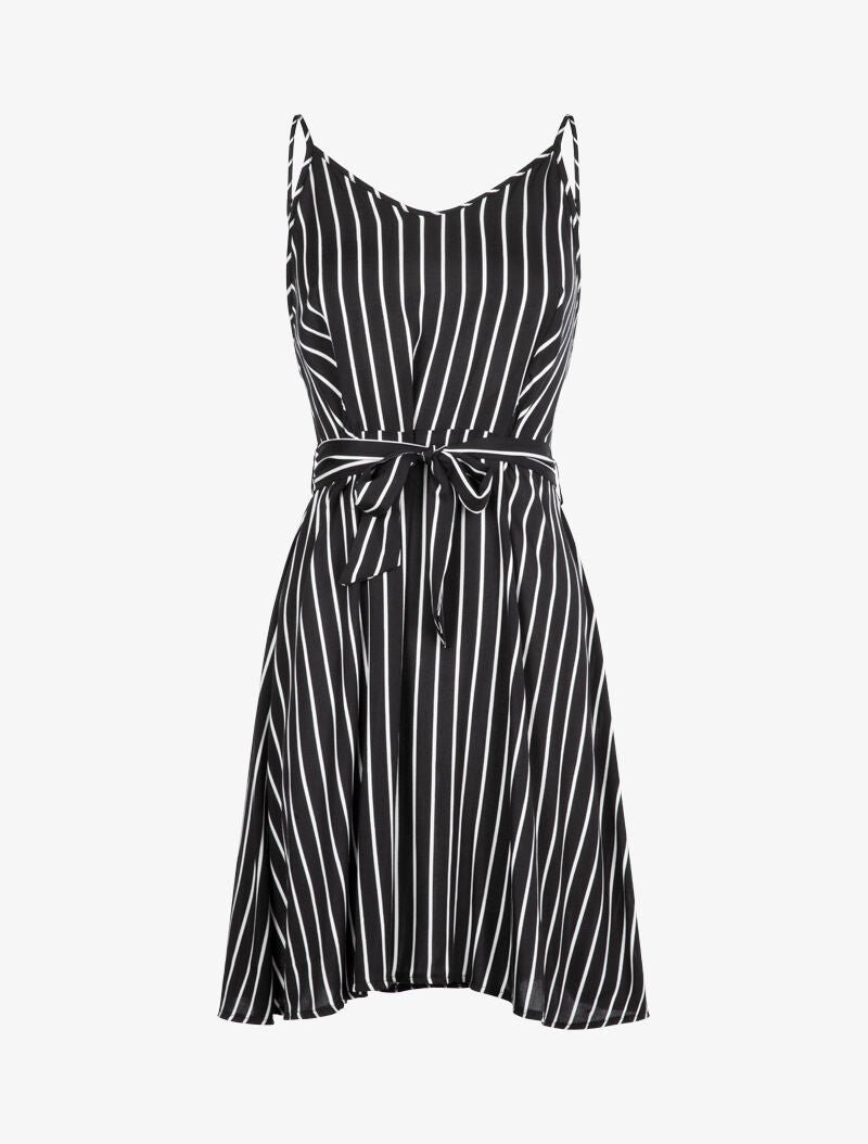 Robe à imprimé rayures - noir - 4