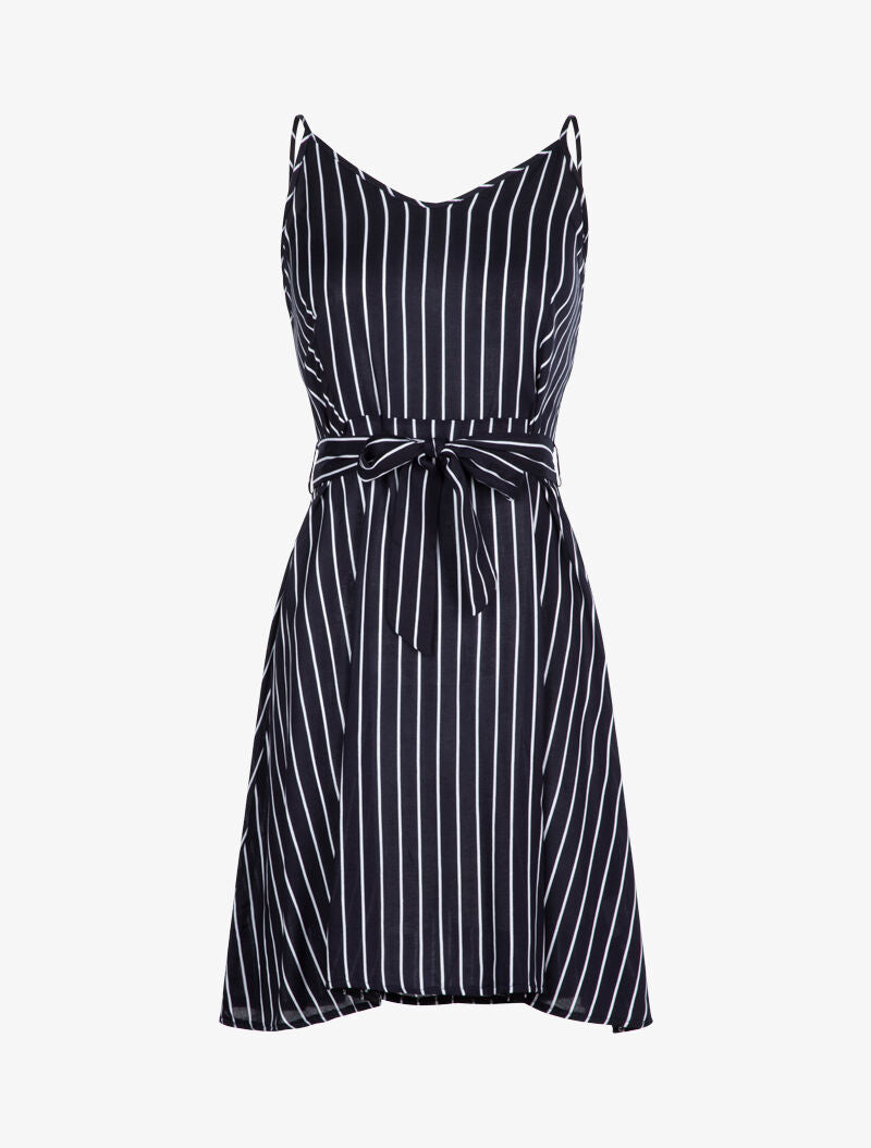 Robe à imprimé rayures - marine - 1