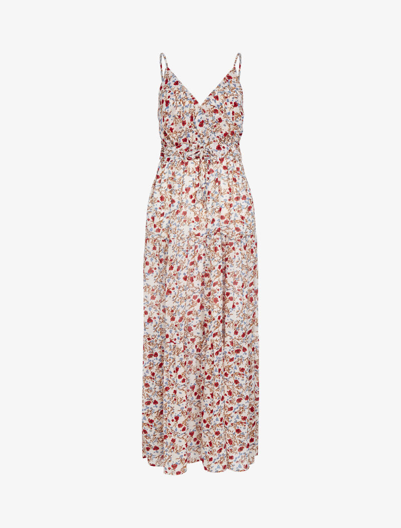 Robe fleurie à taille élastiquée - ecru - 3