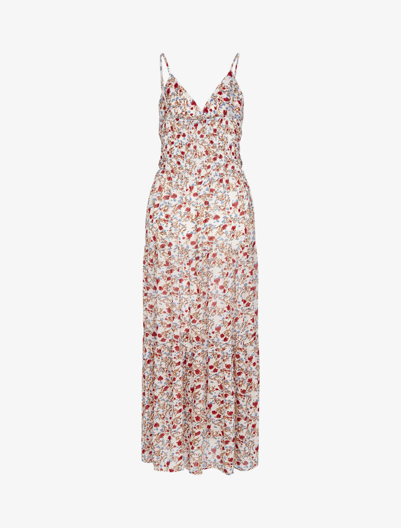 Robe fleurie à taille élastiquée - ecru - 2