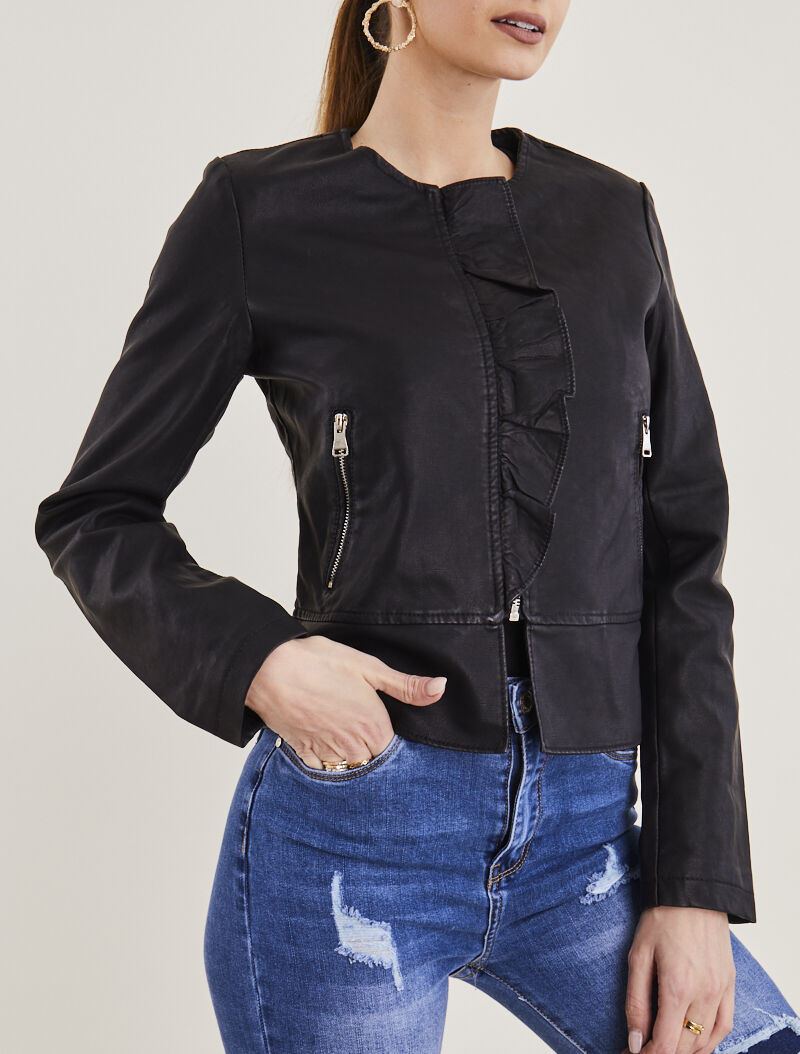 Veste à bande volantée - noir - 1