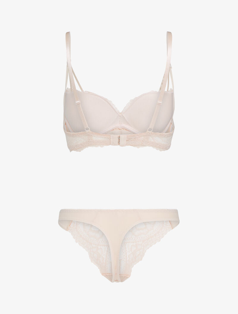 Ensemble en dentelle à bretelles stylisées - nude - 2