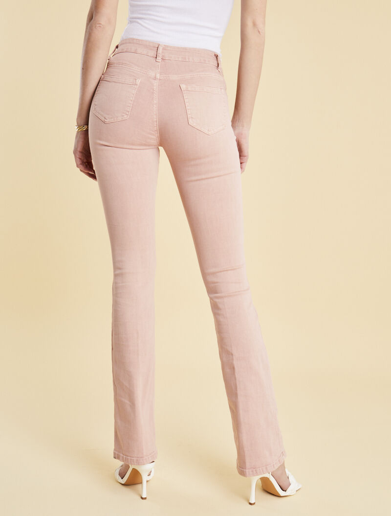 Jean flare uni - vieux rose - 2