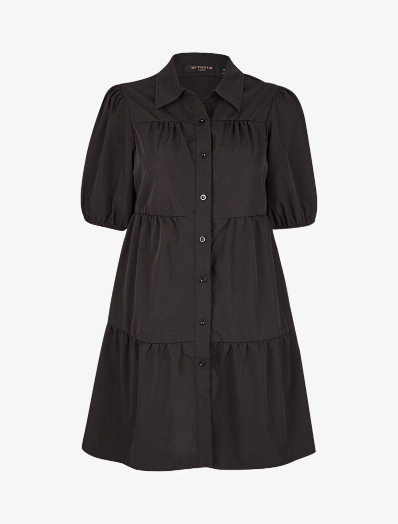 Robe trapèze boutonnée - noir - 1