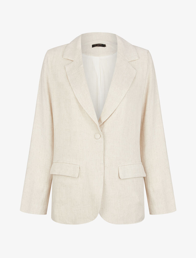 Blazer fluide en toile - beige - 3