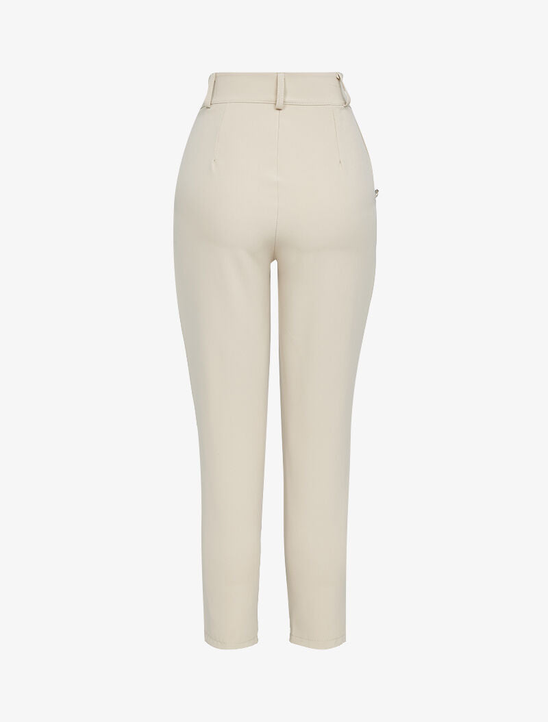 7/8 broek met decoratieve knopen - beige