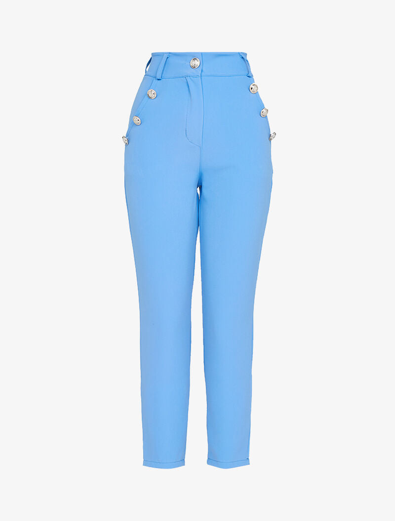 7/8 broek met decoratieve knopen - lichtblauw
