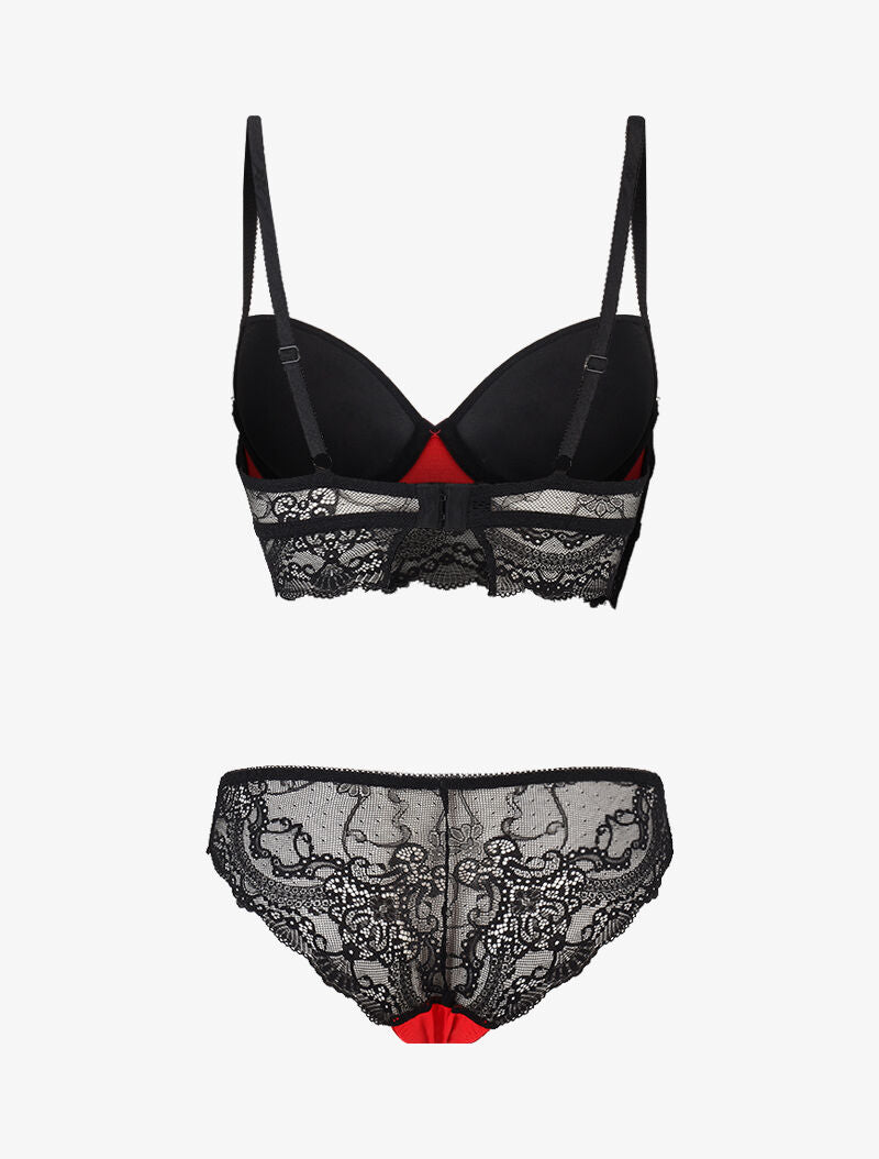 Ensemble à dentelle superposée - rouge - 2