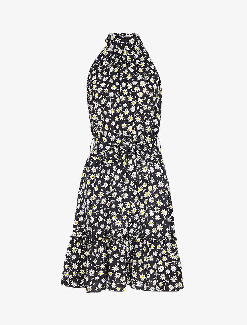 Robe à col américain imprimé marguerites - noir - 2