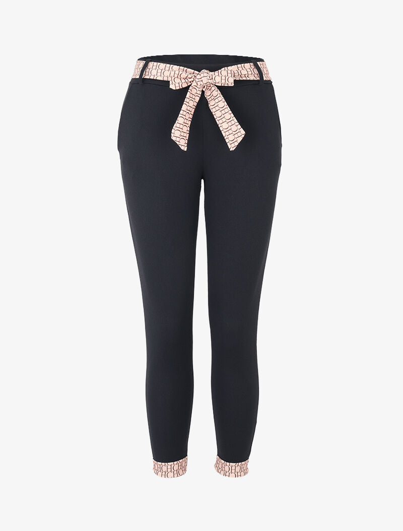 Broek 7/8 met bedrukte randen - zwart