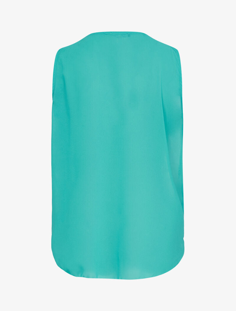 Top color block en voile - turquoise - 2