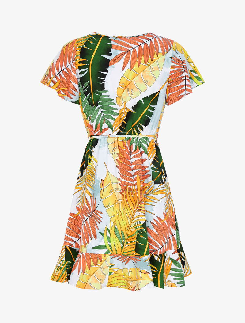 Robe style portefeuille à imprimé estivale - ecru - 2