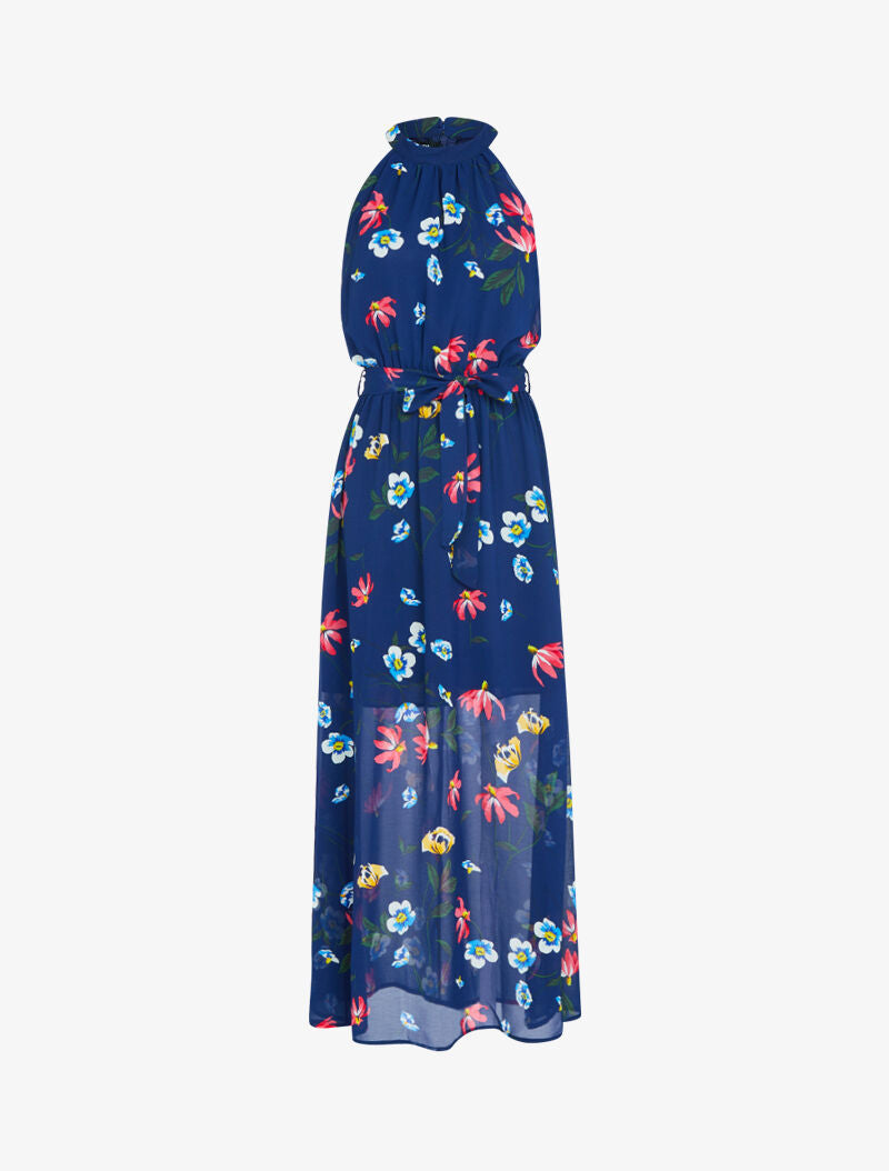 Robe longue à col américain - marine - 2