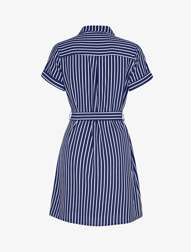 Chemise longue rayée à cintrer - marine - 3