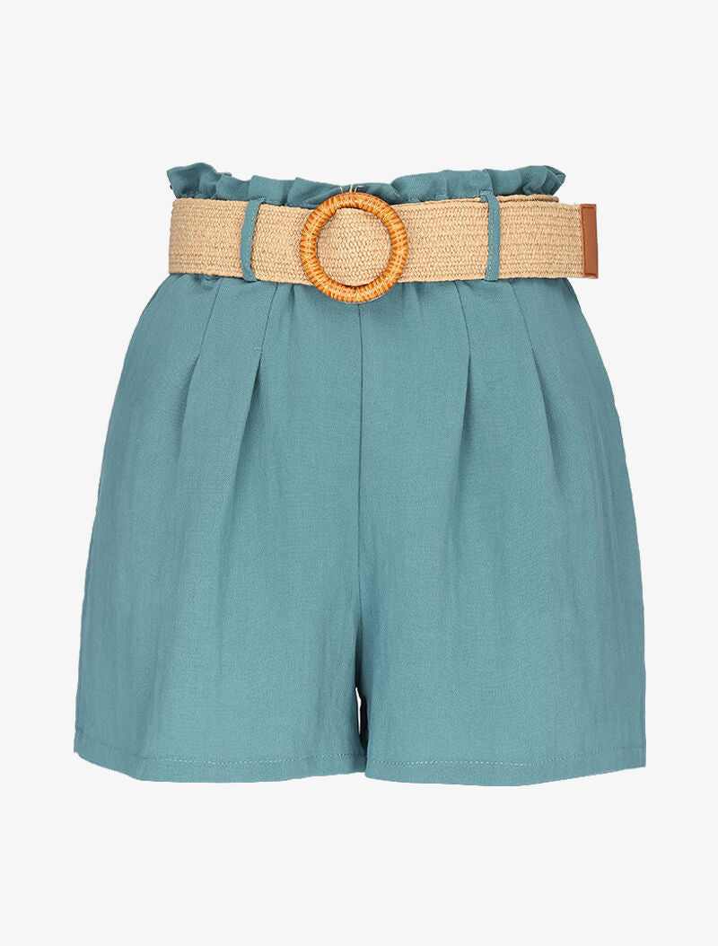 Short à ceinture effet osier - turquoise - 3