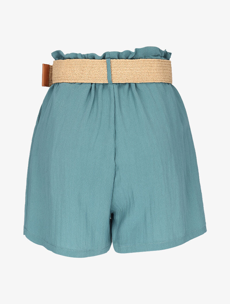 Short à ceinture effet osier - turquoise - 2