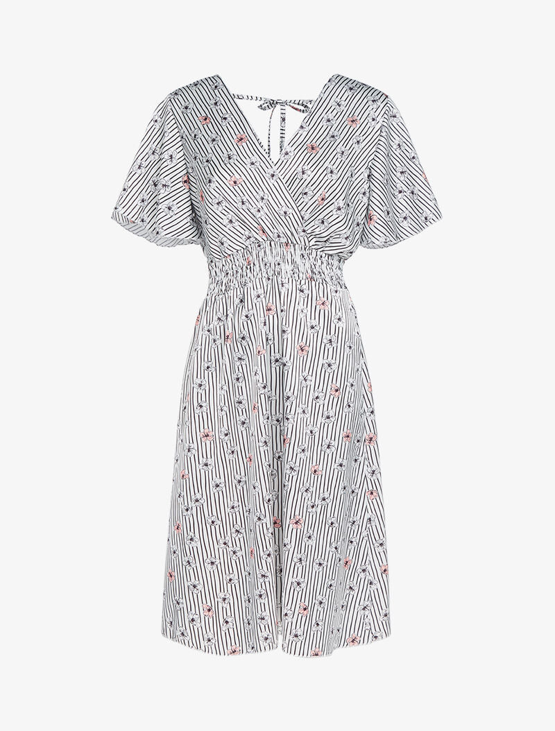 Robe satinée à imprimés - blanc - 1