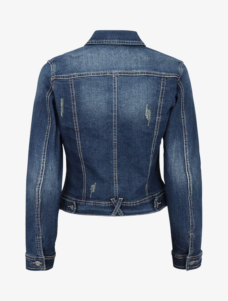 Veste courte délavée à détails d&