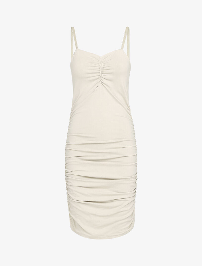 Robe moulante plissée - beige - 2