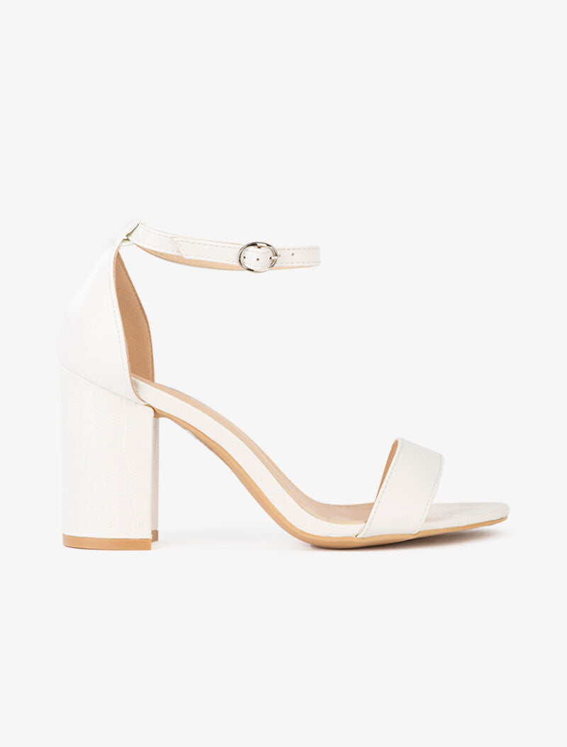 Sandales à talon et semelle effet croco - blanc - 6