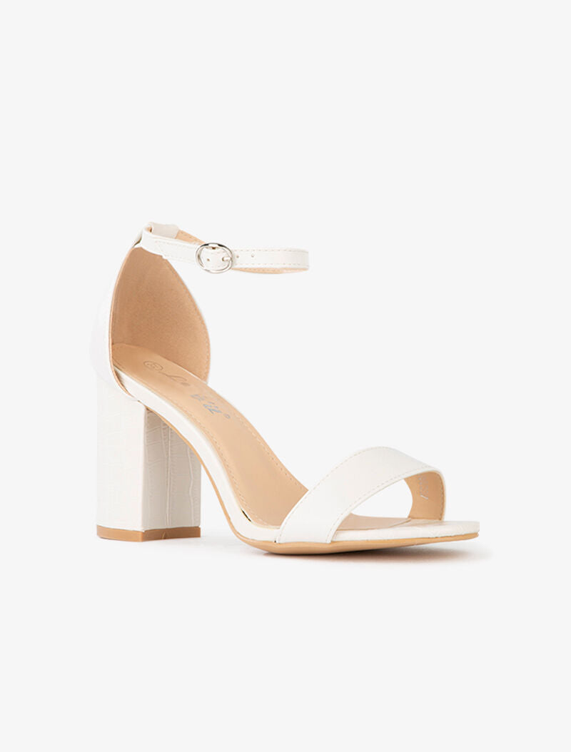 Sandales à talon et semelle effet croco - blanc - 2