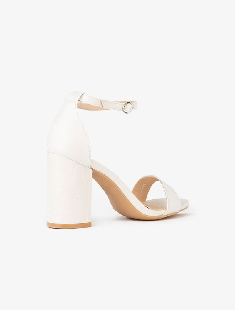 Sandales à talon et semelle effet croco - blanc - 4