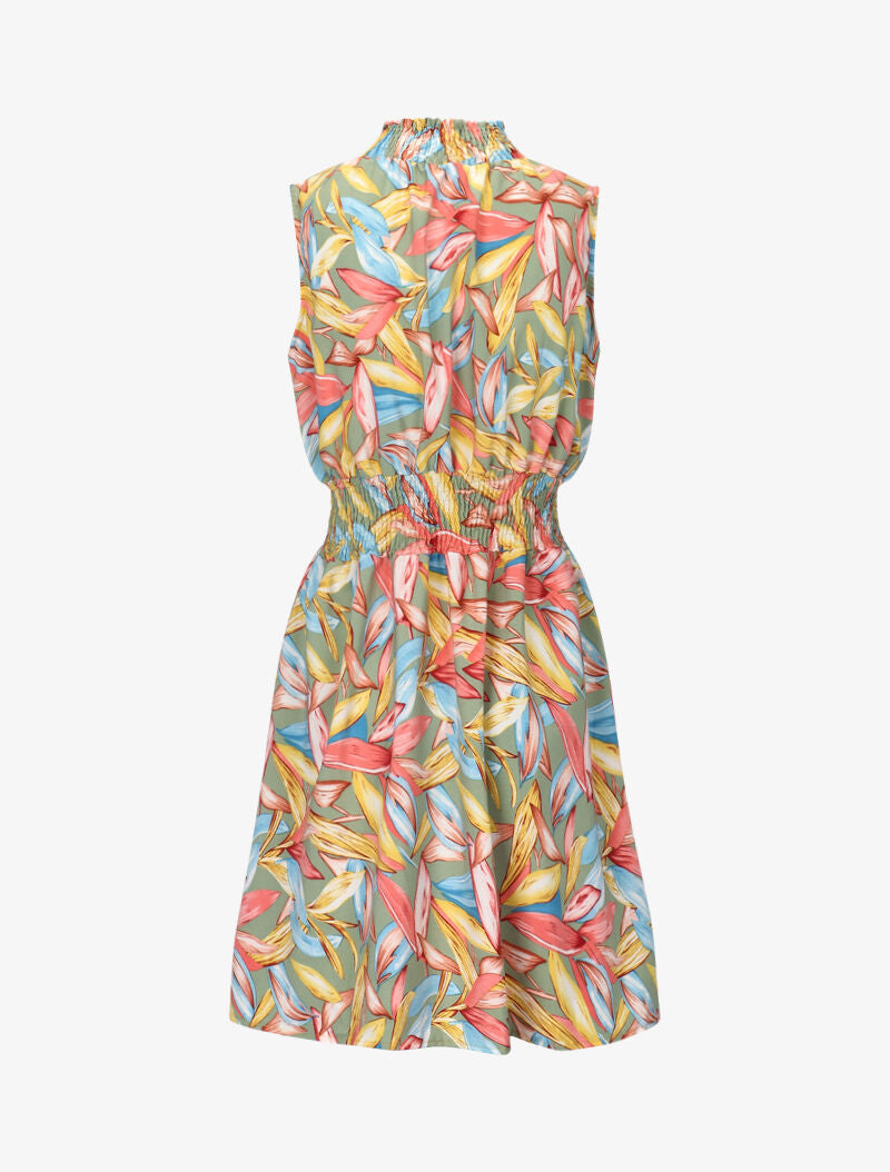 Robe à col montant élastiqué - vert - 2
