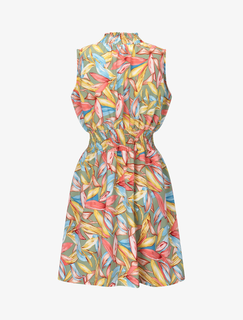 Robe à col montant élastiqué - vert - 3