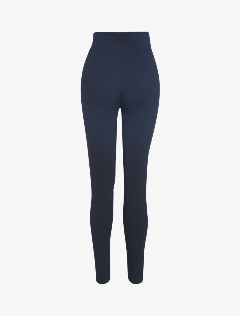 Pantalon taille empire à boutonnière - marine - 2