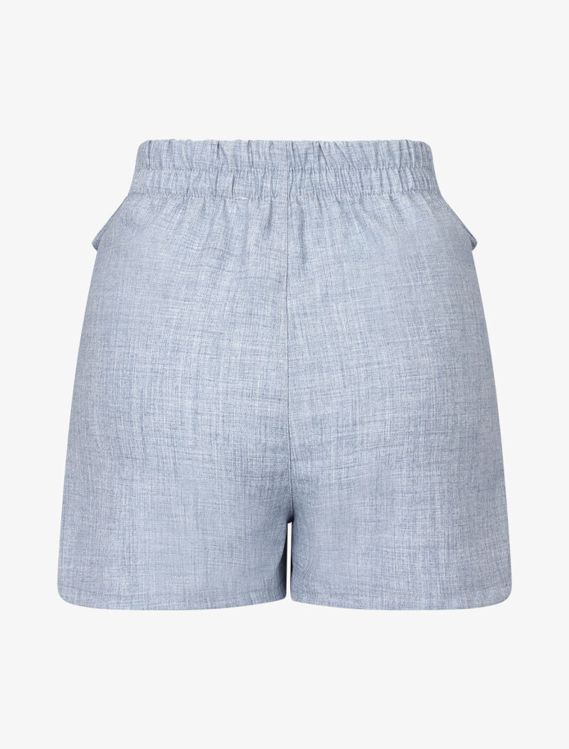 Mini short effet toile de coton - bleu ciel - 3