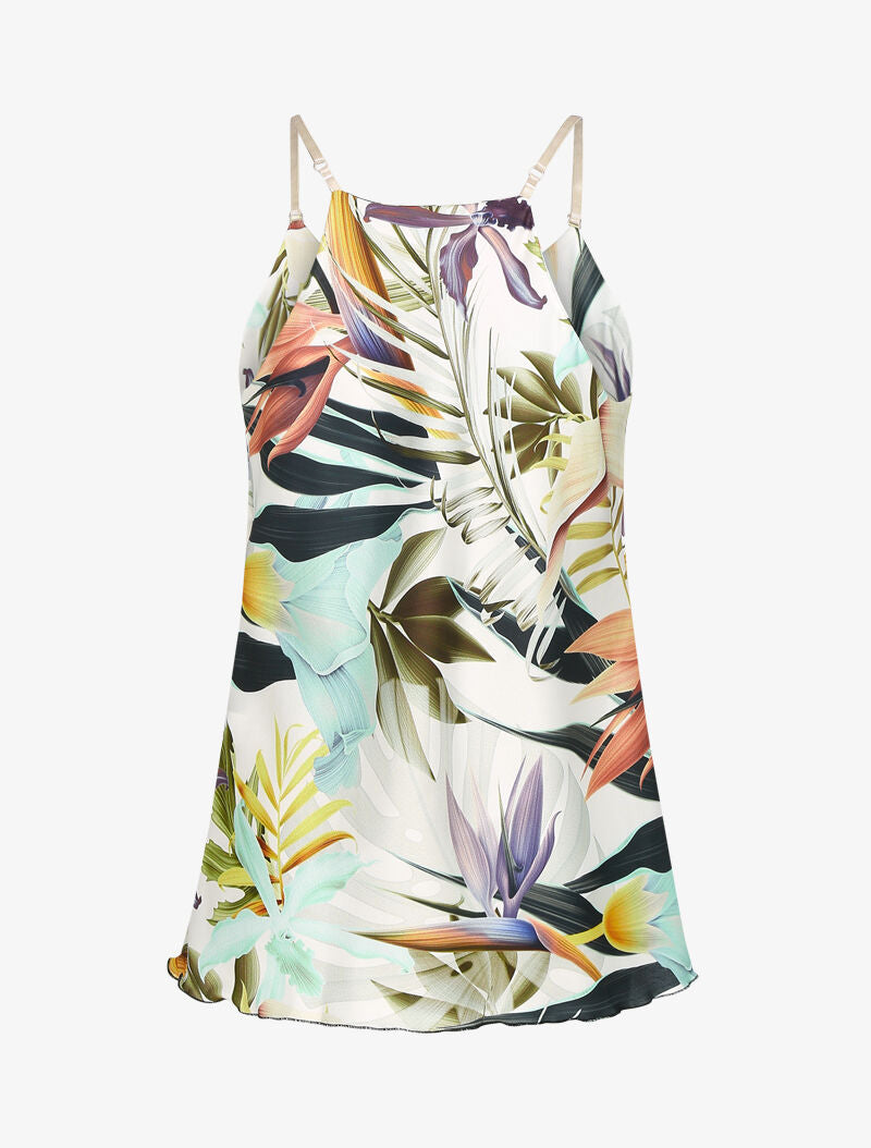 Caraco imprimé à dos nageur et à bord ondulé - blanc - 2