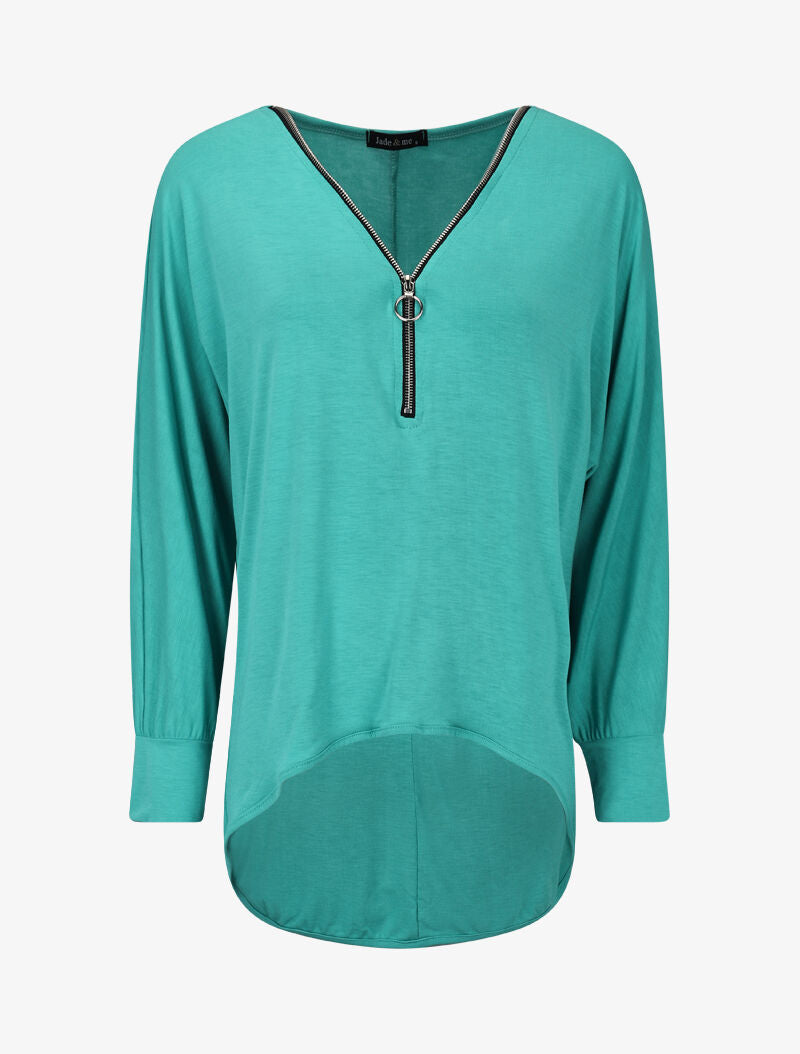 Top asymétrique à zip - vert menthe - 2