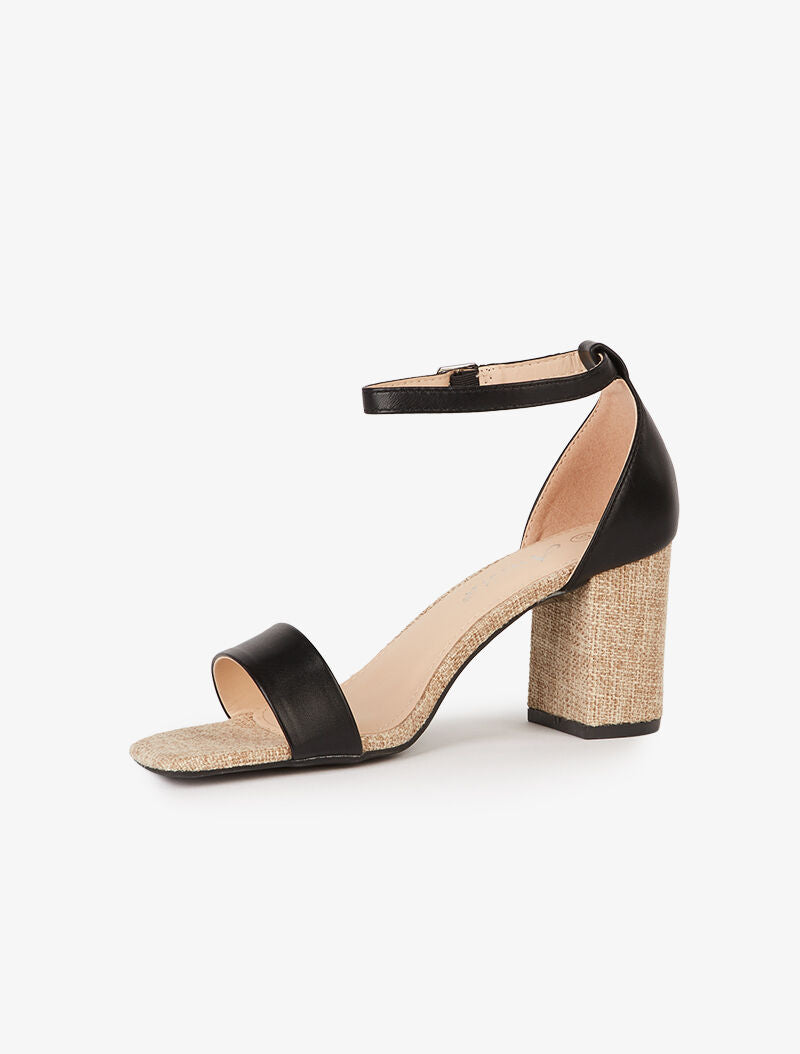 Sandales à talons et semelle effet toile - noir - 3